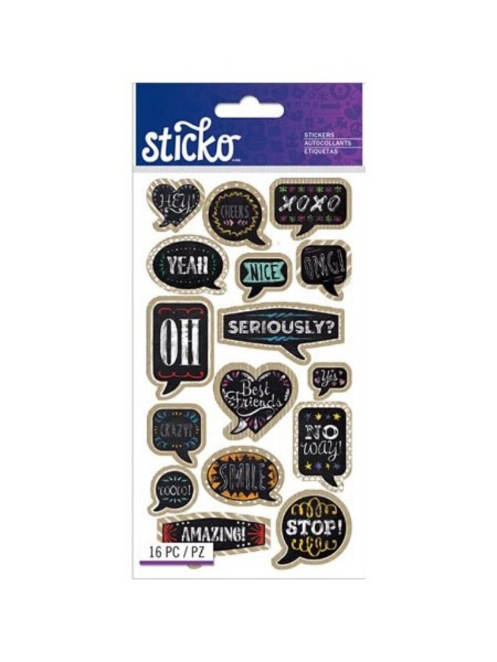 Wilton Sticko Classic Chalk Quotes Stickers, 16 Piece
